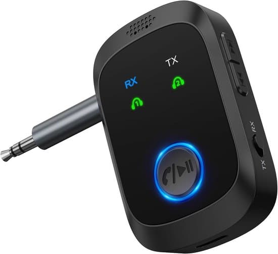 Bluetooth-sender/-modtager - Lydadapter - Trådløs lyd - Dobbelt forbindelse - 10 meters rækkevidde - Sort