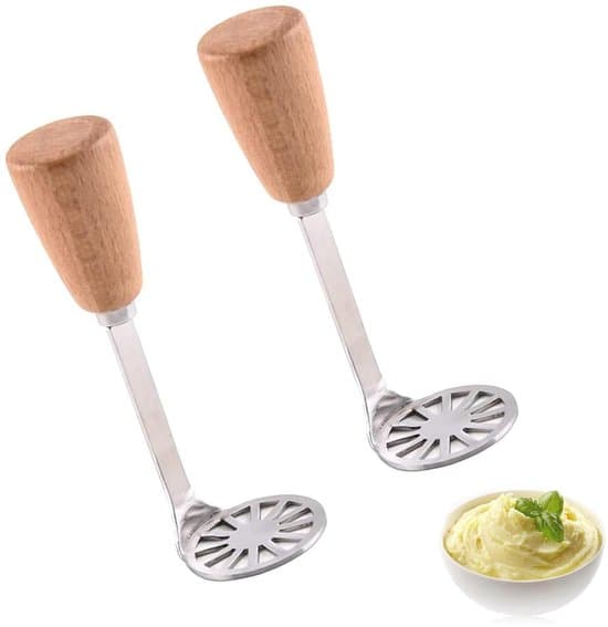 2-delt ergonomisk kartoffelmoser i rustfrit stål - 15x5cm