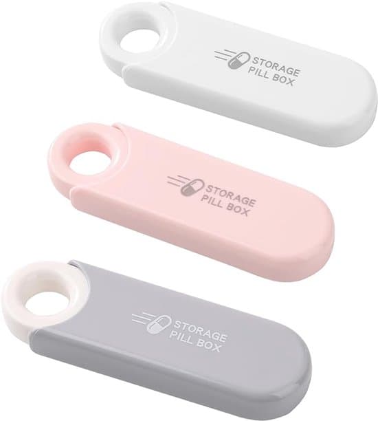 3-delat dagligt bärbart pilleraskset - Vit/Grå/Rosa
