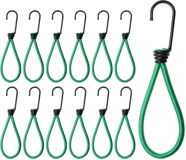 12-delars elastisk krokset, tältelastiska krokar med elastiskt rep