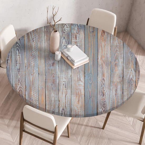 Elastisk rund duk - 80 cm - 3D Blå graffititryck - Vikbar/Tvättbar