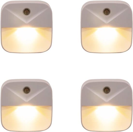 4-pack plug-in LED-nattlampor med rörelse- och dag/nattsensor (varmvit)