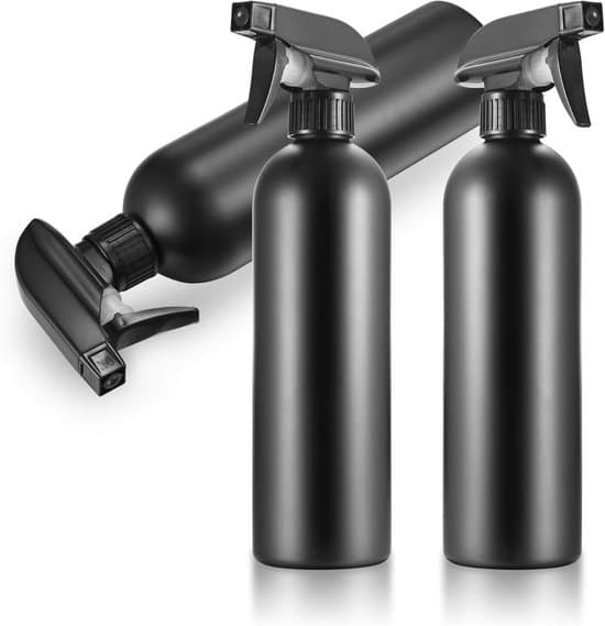 kpl suihkepulloja 500 ml, mustat suihkepullot, kampaajan suihkepullot, kasvien suihkepullo, pumppusuihkepullo, suihkepullo, hiukset (musta)