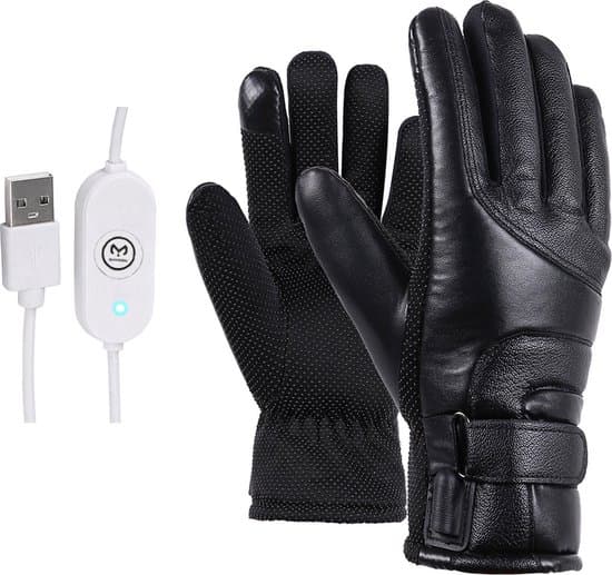 Opvarmede handsker, vandtætte, unisex, touchscreen-kompatible, vinterluffer, sorte