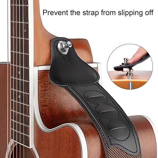 2-delad gitarrrem spänne anti-halk lämplig för klassisk elbasgitarr ukulele 5x2.2cm silver
