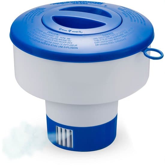 Flytande klordispenser för 7,6 cm tabletter, justerbart flöde, för pooler och spa, Diameter 16,2 cm - Blå, vit