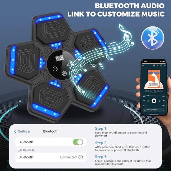 Boxningsmaskin, smart Bluetooth väggmonterad med LED-lampor