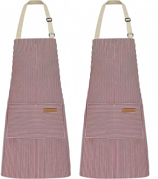 Duo Förkläden - Matlagningsförkläden - Randiga Förkläden - Med Fickor - Unisex - Stil E