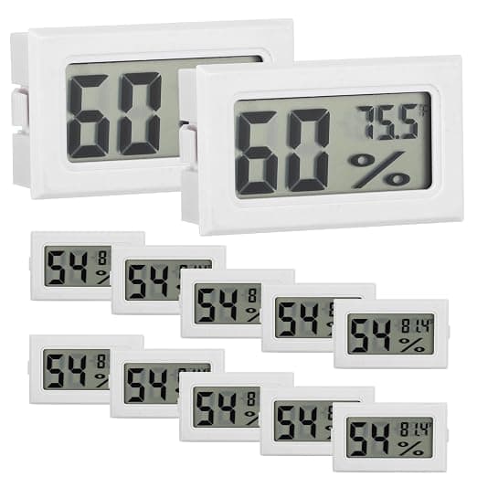 10-pack Mini Digital LCD Termometer & Hygrometer Monitorer för Reptiler (Vit)