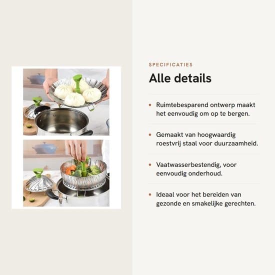 Multifunktionel Sammenfoldelig Dampkurv - Rustfrit Stål - 9 tommer