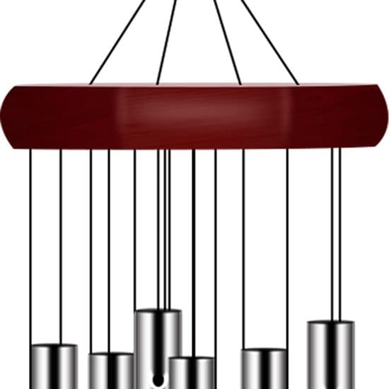 63. Udendørs mindevindklokke, dyb tone tilpasset, 6 lydrør til have/terrasse.