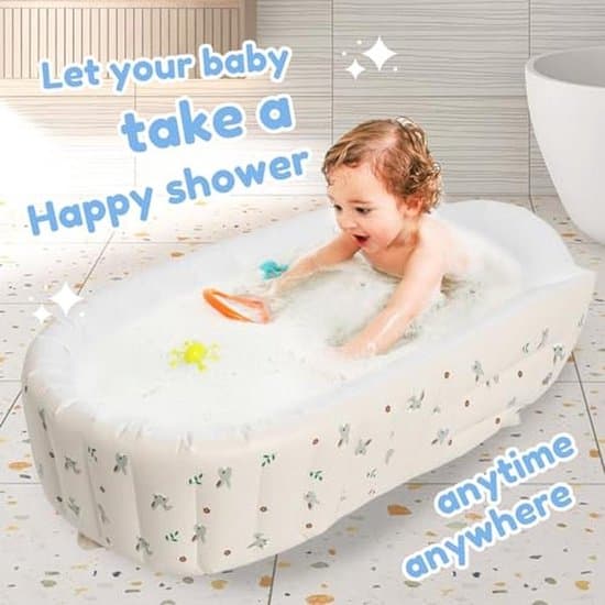 Oppusteligt babybadekar - Bærbart og foldbart børnebadekar, 90 × 55 cm