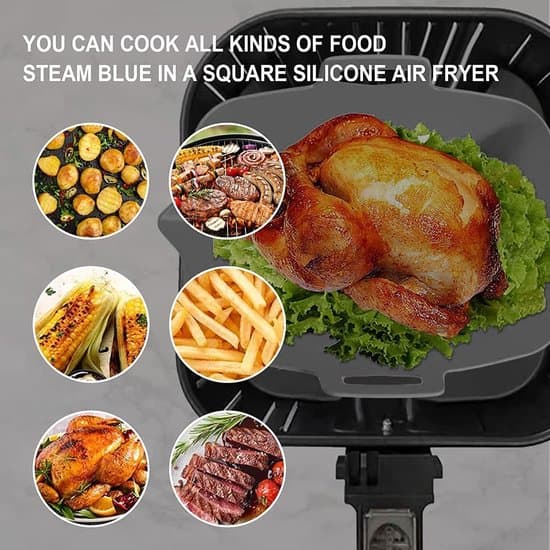 2-delt 19x6 cm silikone airfryer-indsats/bageformssæt - Sort