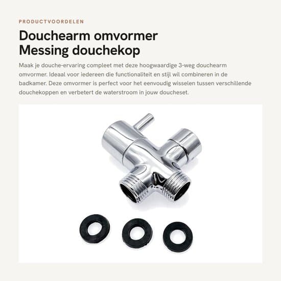 Brusearmkonverter - Messing brusehovedomleder - 3