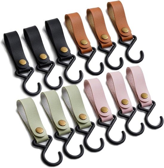 12-pack S-formade krokar i läder för camping/garderob - 16x2cm