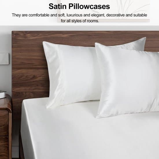 Luksus satin pudebetræk - sæt med 2 - 100% polyester - 50cm x 70cm