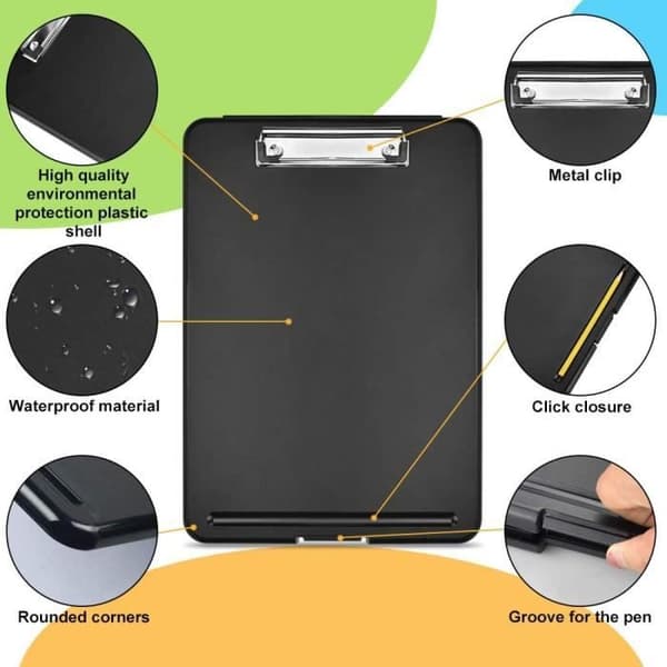 Notebook-etui, sort plastik - inkluderer opbevaringsboks, 34×24×2,3 cm