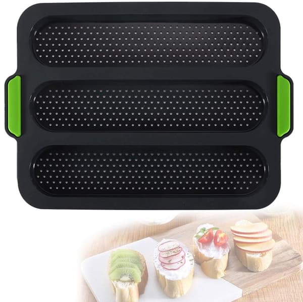 Mini rektangulär bakform, non-stick silikonform för franskt bröd, DIY 8-delad rektangulär bakform
