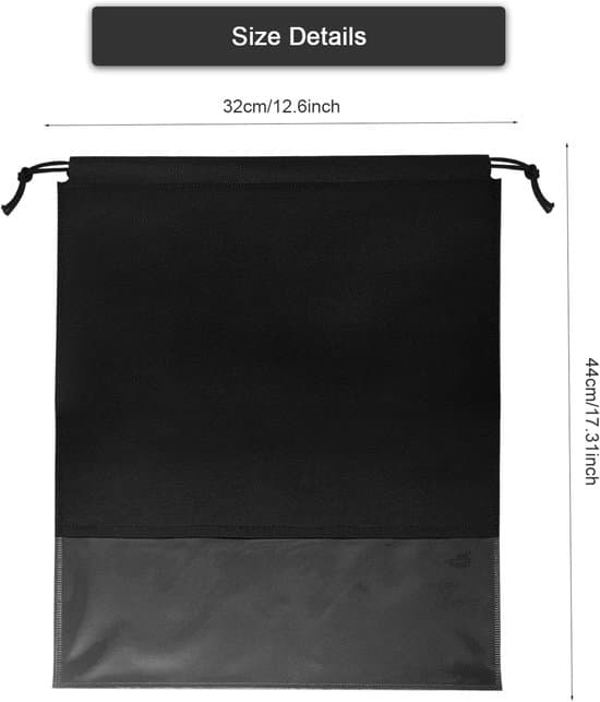 20-pack reseskoväskor, stor storlek, 32 x 44 cm, svart
