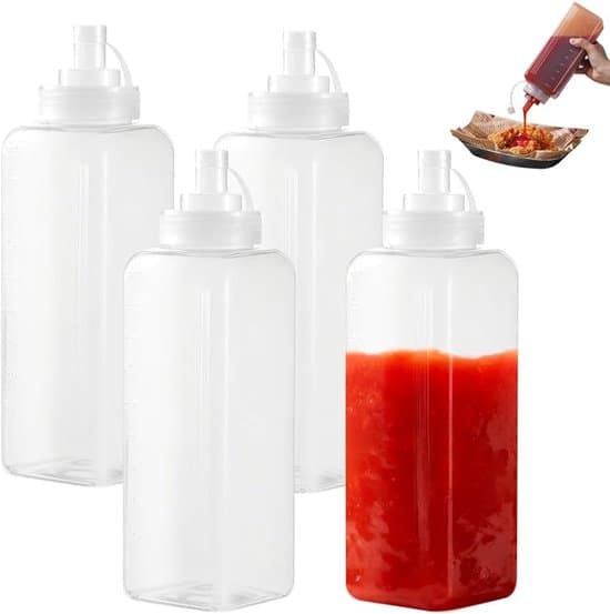 Klämflaskor 1000ml - Set om 4 - Perfekt för såser och kryddor