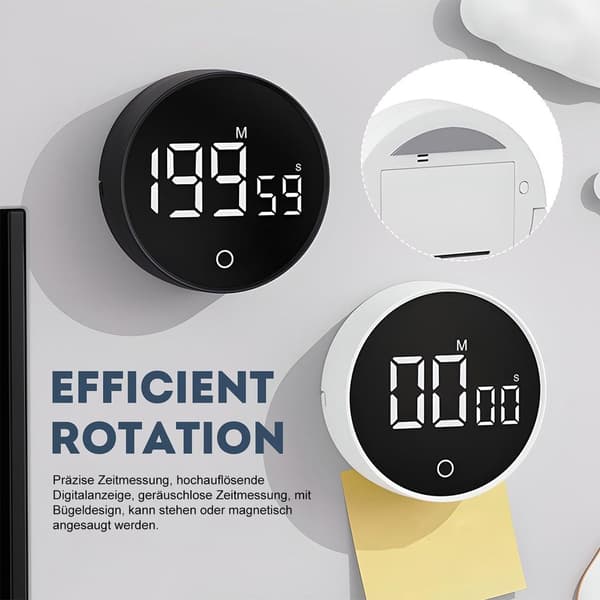 Digital kökstimer med magnet, stor LED-display, tyst läge, kort timer, äggklocka