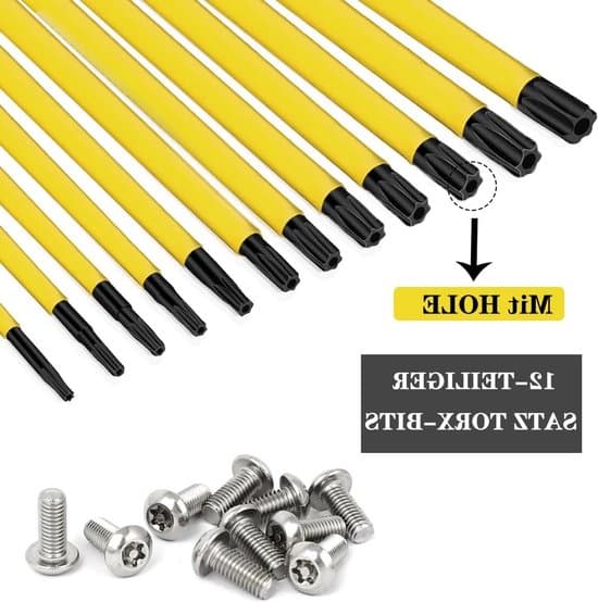 12-dele Torx skruetrækkerbitsæt, 6-tommer S2 stål, magnetisk