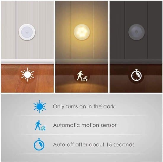 LED-nattlampa 3-pack, rörelsesensor, batteridriven