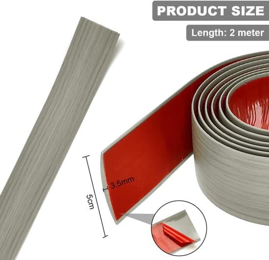 PVC gulvovergangsprofil 200×5cm – Grå, selvklæbende, til fliser