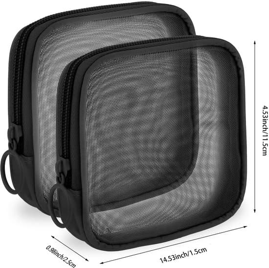 Plus - Mesh makeuptaske til rejser og hjemmebrug - Sæt med 2 - Sort