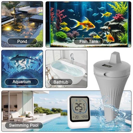 Digital flytande pooltermometer - IP68 vattentät - Vit