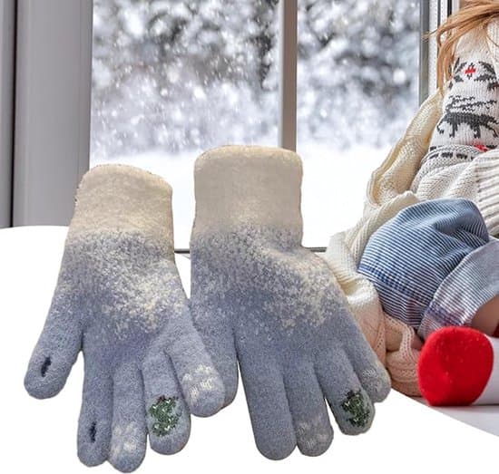 Varme handsker, vinterhandsker, til at skrive beskeder til jul – søde touchscreen-handsker til vinter, jul til cykling, studier