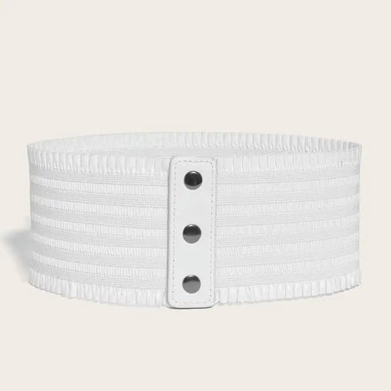 Damekjole med bred, elastisk linning med trykknapper, lysebrun.