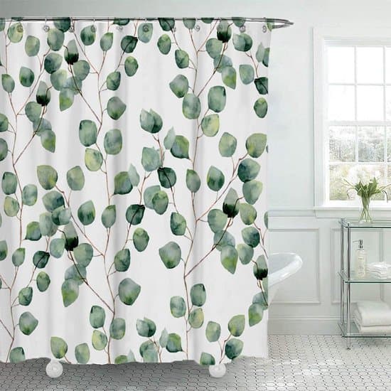 180x180cm Grön Blad Polyester Vattentät Badrumsduschdraperi