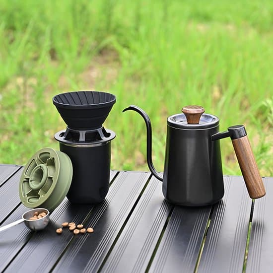 Sammenfoldelige kaffefiltre i silikone - Sort & Olivengrøn - Sæt med 2