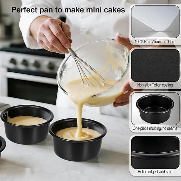 5-delt sæt med 4-tommer (ca. 10,2 cm) kageforme, non-stick runde cheesecakeforme