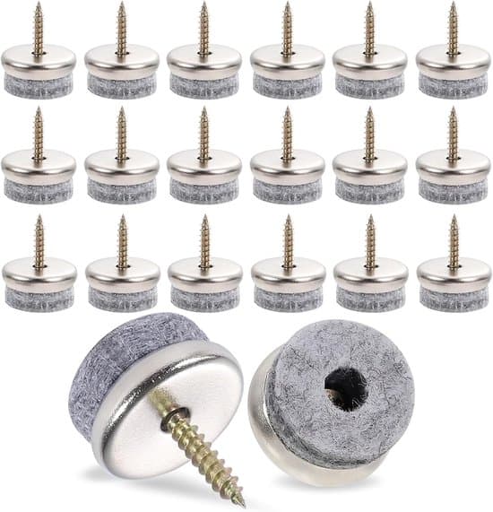 40-pack grå 28 mm filtskruvbara möbelfotsskydd för trä- och klinkergolv