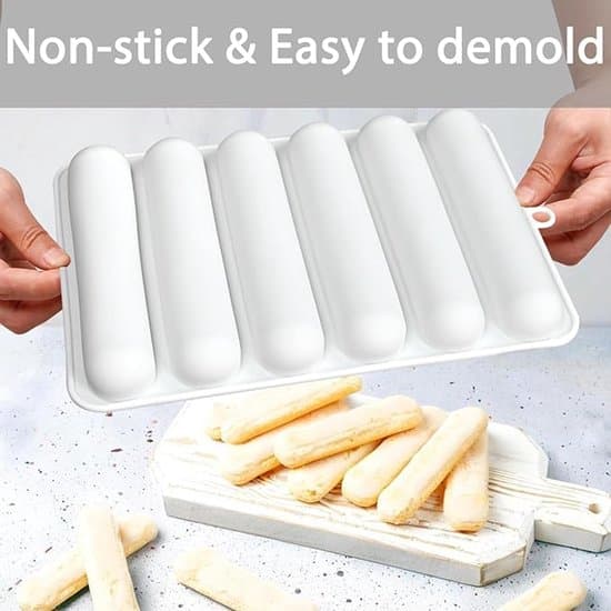 2-pak 6-rums stangformede non-stick silikone bageforme - Hvid