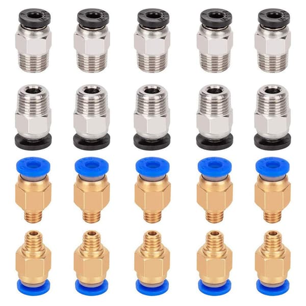10 PC4-M6 pneumatiske koblinger og 10 PC4-M10 pneumatiske koblinger