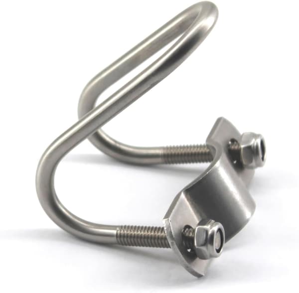 Fire rustfri stålslangeklemmer, M6 x 32 x 32 mm.
