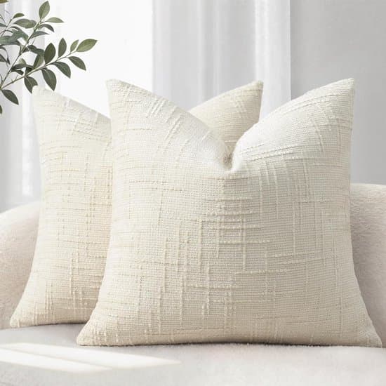 Sæt med 2 dekorative pudebetræk 40x40 Beige Bløde Chenille Sofapudebetræk Boligindretning