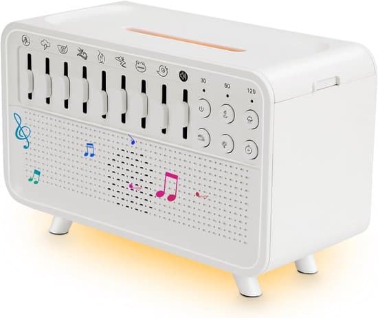 Baby vit brusmaskin, 4-i-1 Bluetooth-högtalare med diffusor och timer