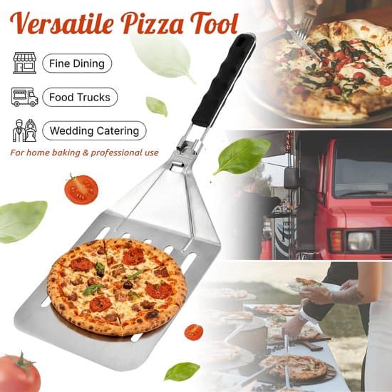 Sammenfoldelig perforeret pizzaspade i rustfrit stål, 20 cm