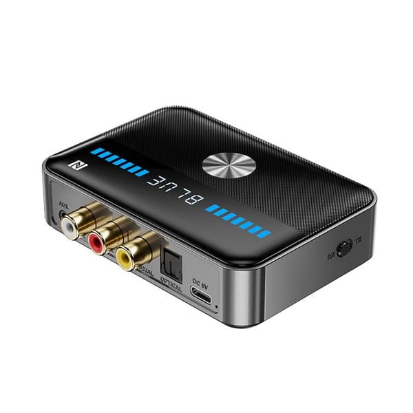Bluetooth-adapter, RGB-lyseffekter, 1000 mAh batteri, NFC/AUX/RCA/3,5 mm/USB/Type-C interface, plug and play, sort.