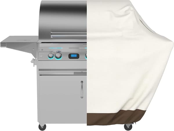 Amazon Basic Utomhusgrillöverdrag, Mått: 152*66*127cm, Beige/Ljusbrun