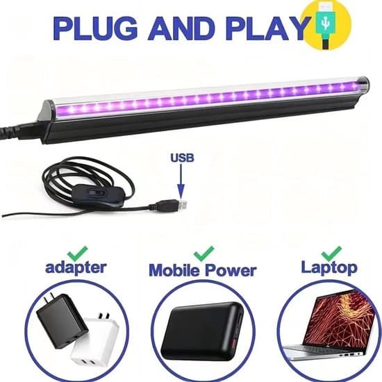 Sæt med 2 UV LED blacklights med USB-interface – Bærbare UV-lamper til fester og detektion