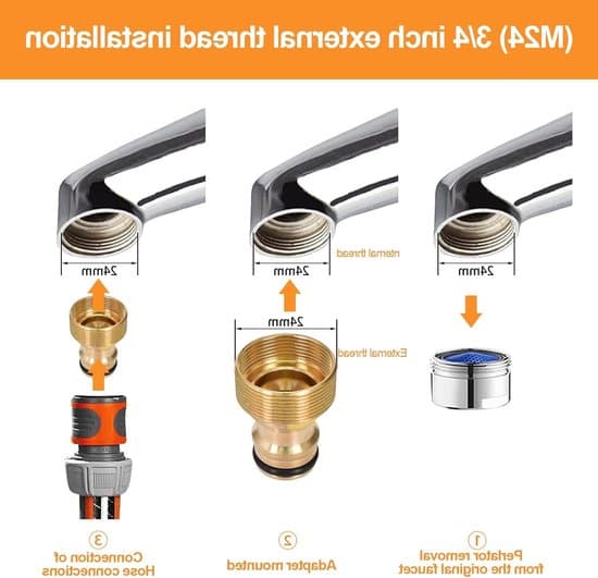 2-delt universal messinghane-til-slange hurtigadapter