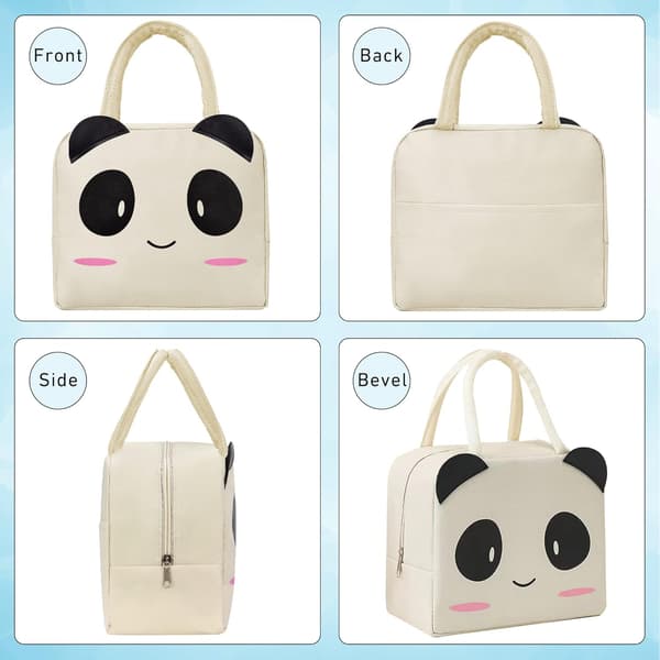 Sød Panda Mønster Genanvendelig Termo Madpose (Beige)
