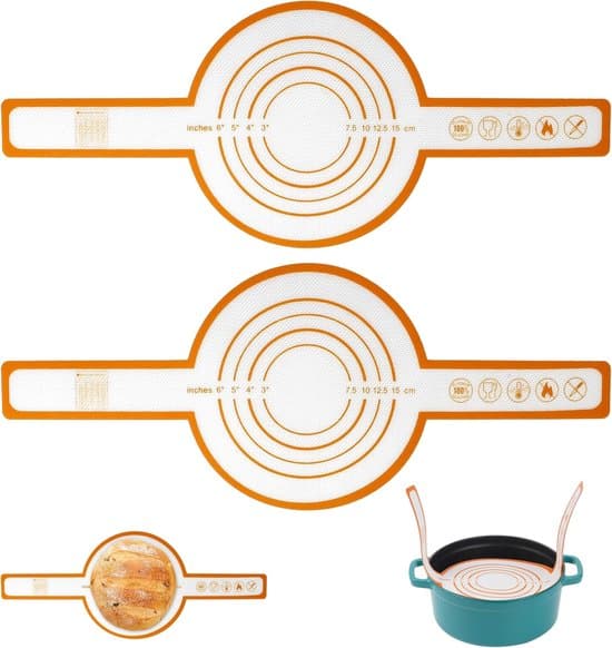 2-pak 52,5x21,5 cm silikone bageunderlag med håndtag - orange