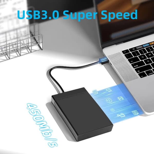 Eksternt harddisk-kabinet 2,5/3,5\" SSD/HDD, 5 Gbps/s SATA til USB 3.0-adapter.