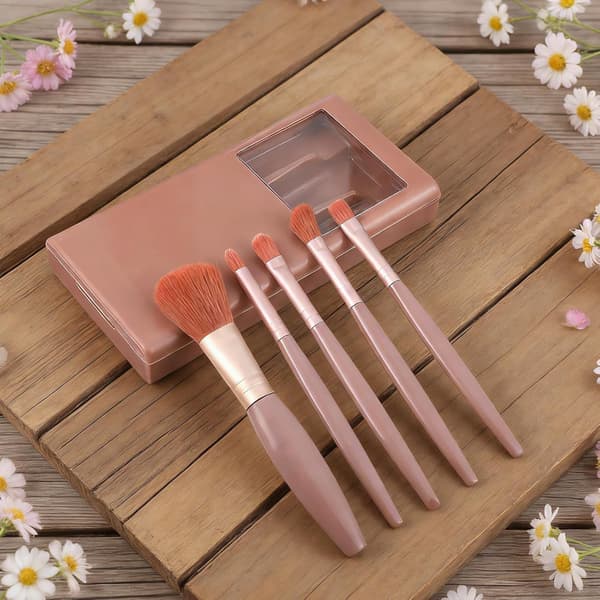 Makeupbørstesæt i spejlstil - pink